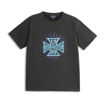 Chopper Cross Flames Tee Black