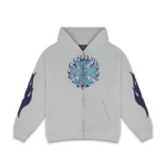 GREY CHOPPER FLAMES ZIP UP HOODIE