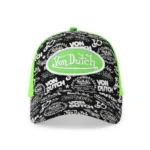 Logo Stamp Trucker Hat Black and Green