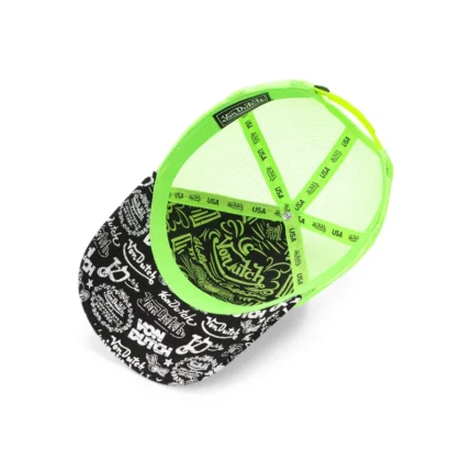 Logo Stamp Trucker Hat Black and Green sd