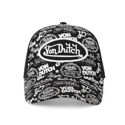 Logo Stamp Trucker Hat Black and White