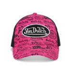 Logo Stamp Trucker Hat Pink and Black