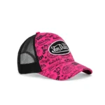 Logo Stamp Trucker Hat Pink and Black f