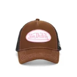 Suede Trucker Hat Brown and Pink