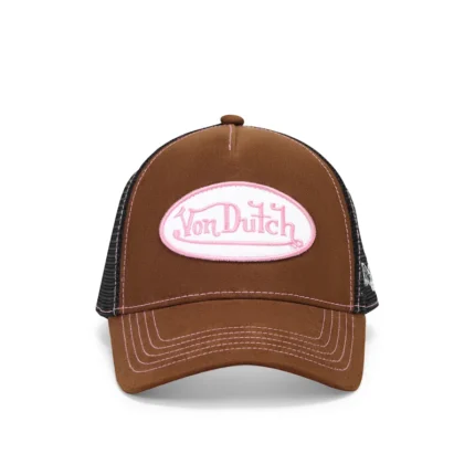 Suede Trucker Hat Brown and Pink