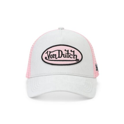 Suede Trucker Hat Grey and Pink